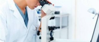 Doctor looking through a microscope
